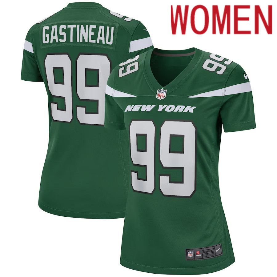 Women New York Jets #99 Mark Gastineau Nike Gotham Green Game Retired Player NFL Jersey->women nfl jersey->Women Jersey